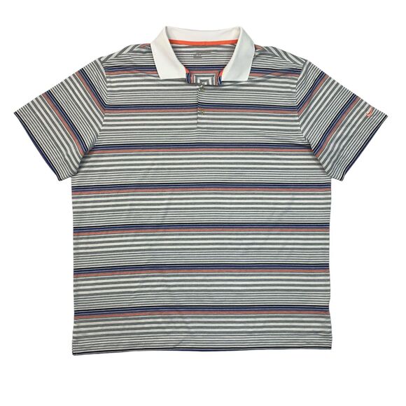 Nike Golf Shirt Mens 2XL White Multi Tour Performance Dri Fit Striped Golf Polo - Picture 1 of 10